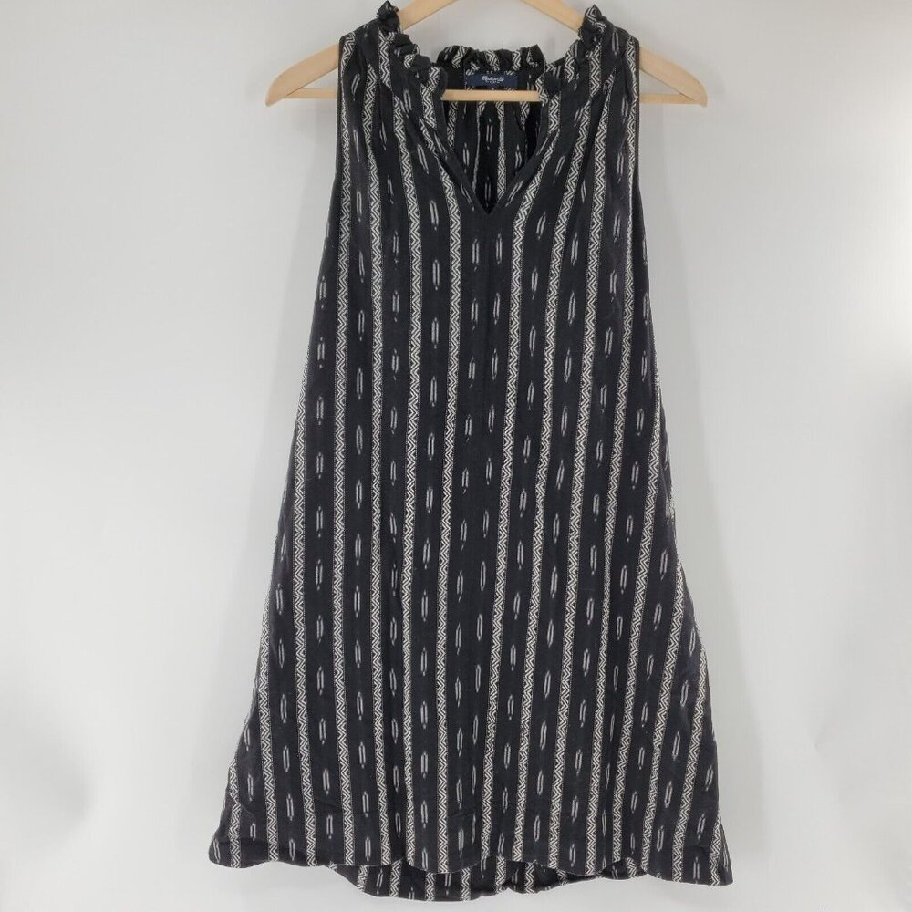 Madewell V Neck Sleeveless Black And White‎ Woman's Dress 100% Cotton Size Small